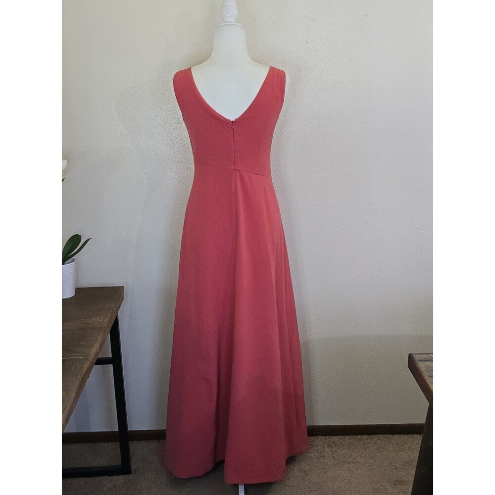 Kay Unger New York Coral Pink Maxi Formal Evening Gown Twist Waist Size 2 - Picture 3 of 15